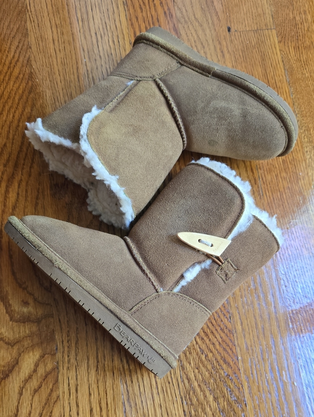 BearPaw Kids Chestnut/Tan Suede Wool-Lined Winter Boots